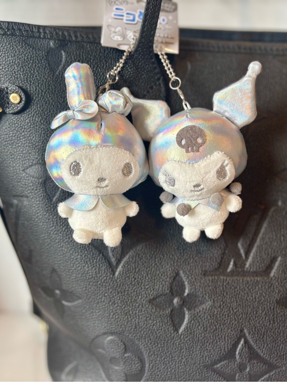 Kuromi My Melody Silver Nikonui Magnetic Plush Bag Charm NWT Japan Exclusive